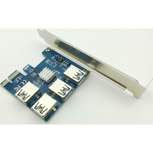 PCI-E 1X to 4 PCI-E 16X Slots Riser Card External Adapter PCI-E 1 to 4 Port Card Multiplier Riser Card for Bitcoin Miner Machine