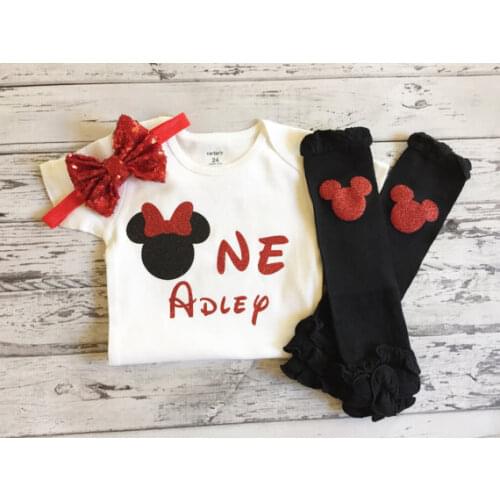 Personalized Mini mouse first birthday bodysuit onepiece Tutu shirt legwarmers toodles Outfit baby shower party favors