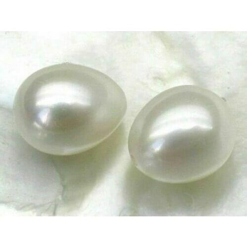 Genuine Match Pair 8*10mm AAA+ white Loose Half Drilled Drop Akoya Pearls