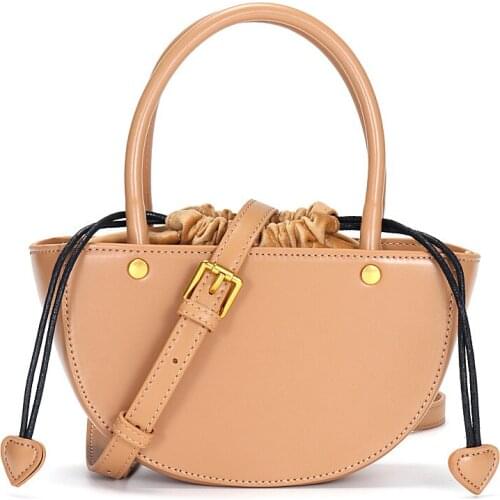 Semicircle Bucket Bags For Women Classic Fashion Cow Leather Saddle French Premium Design Popular Handbags Adustable Strap