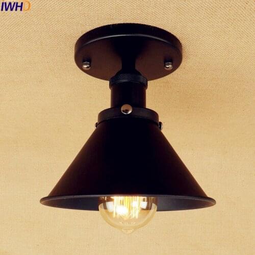 IWHD Black Edison Vintage Ceiling Light Fixtures Living Room Loft Industrial LED Ceiling Lights For Home Lighting Lampara Pared
