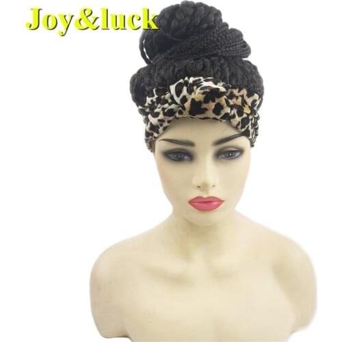 Joy&luck Box Braids Synthetic Headband Wigs Wig Wrp Turban Linked Head Wrap Wig for African Women