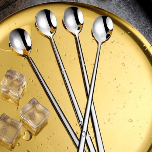 Practical Stirring Spoon Portable Lightweight Healthy Multifunction Spoon Long Handheld Stainless Steel Coffee Spoon for Kitchen