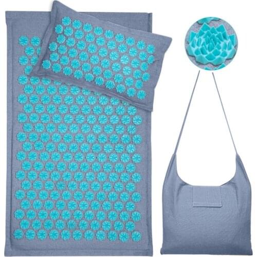 Nature Linen Coconut Palm Massage Yoga Mat Sport Pillow Mat with Bag Lotus Spike Acupressure Yoga Mat Massage Relaxation Cushion