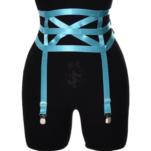 Multicolor Pole Dance Harness Garter Belt Fetish Rave Elastic Bondage Leg Body Cage Exotic Sexy Stocking Hollow Garter