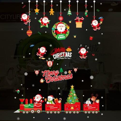 Christmas snowflake Santa Claus Snowman Window Sticker Wall Sticker decals bedroom living room Decoration New Year Gift