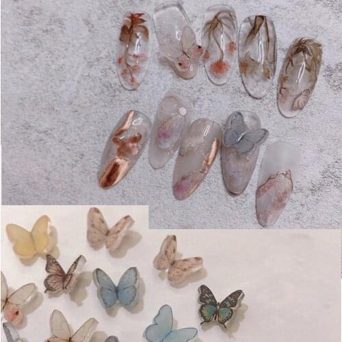Mix colors 10 pcs 5mm~9mm 3D nail art resin butterfly decoration vivid butterfly DIY nail art accessories nail art ornament