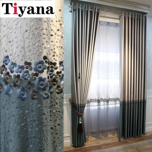 Embroidered Luxury Curtain For Living room Bedroom Floral Sheer Voile Curtain Window Treatments for Kitchen Drapes Decor