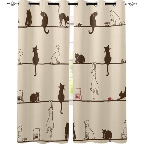 Home Curtain Cat Rope Mouse Bedroom Kitchen Curtains Living Room Decoration Items Window Curtains for Living Room