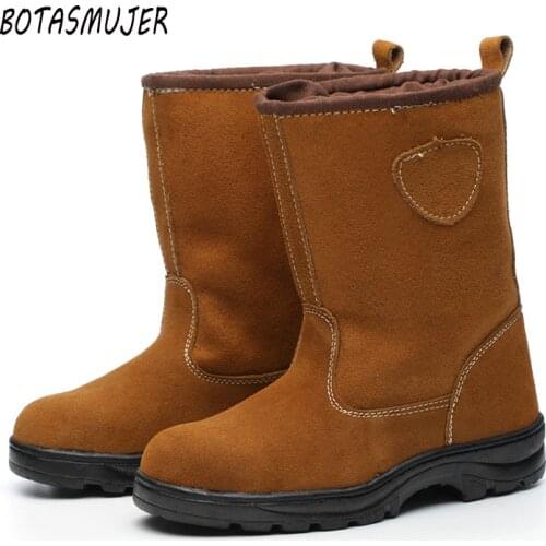 Safety Boots Men Winter Plus Velvet Plus Cotton Safety Shoes Warm High Help Site Shoes flip Work Safety Shoes Oil Resistant Wear