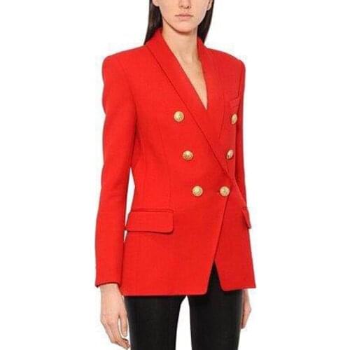 Newest HIGH QUALITY Fashion 2021 Designer Blazer Womens Long Sleeve Double Breasted Metal Buttons Long Blazer Outer Jacket