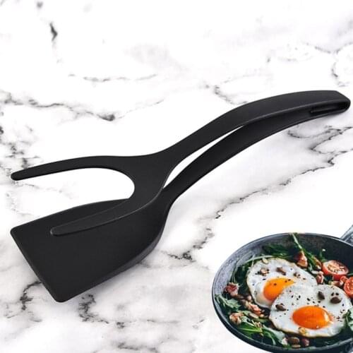 2 In 1 Fried Egg Steak Spatula For Grip Flip Food Tongs Pancake Non-Stick French Toast Omelet Tongs Kitchen Utensils Cooking