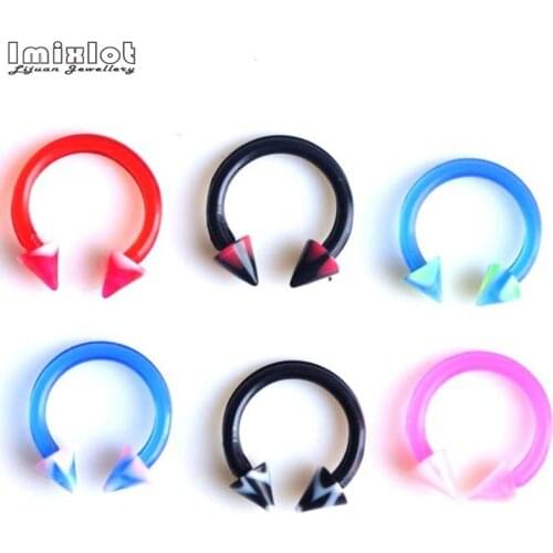 20pcs Plastic Cone Circular Barbell Nostril Nose Ring Piercing Horseshoe Rings Nose Lip Eyebrow Ear Piercings Sexy Body Jewelry