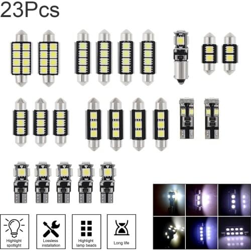 23pcs T10 5050 W5W 6000K 600Lm White Color Canbus LED Car Interior Inside Light Dome Trunk Map License Plate Lamp Bulbs for Car