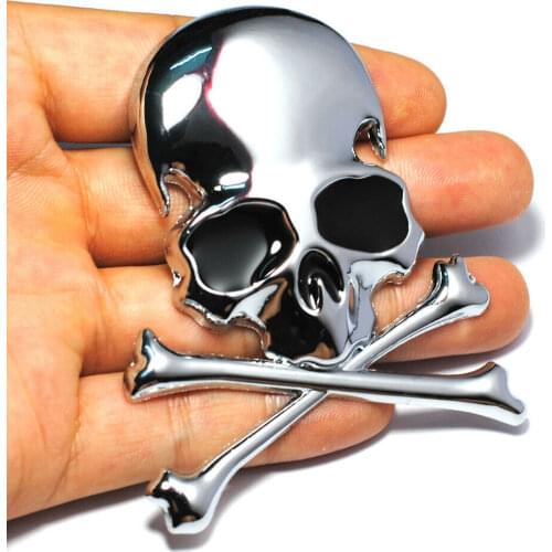 3D Chrome Metal Skull Skeleton Car Trunk Tailgate Emblems Badge Decal Sticker