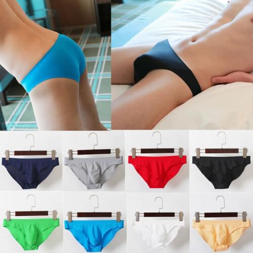 4/6/8PCS Sexy Mens Underwear Ice Silk Mens Briefs Erotic Jockstrap Bulge Pouch Male Gay Slip Homme Panties Seamless Underpants