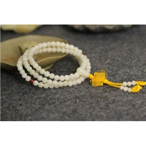 7x7mm Tibet Buddhism 108 Orange Bodhi root Mala Necklace