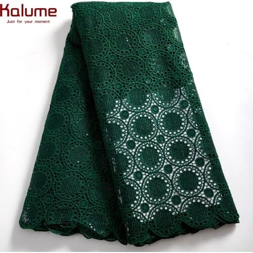 Kalume African Cord Lace Fabric 5 Yards Nigerian Guipure Cord Lace Fabric Sequins High Quality For Diy Dress Sew Wedding H2543
