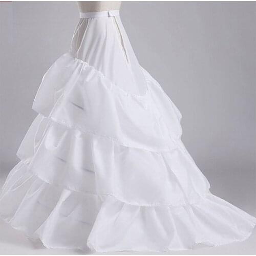White Wedding Petticoats 3 Layers Cheap Women Underskirt Jupon Crinoline Vestido Longo Sottogonna