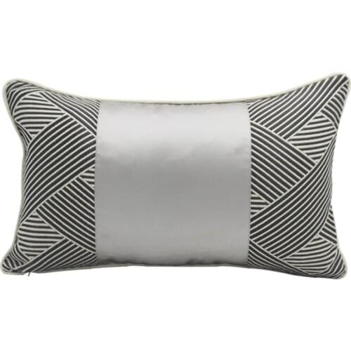 DUNXDECO Cushion Cover Decorative Waist Pillow Case Modern Simple Geometric Lines Patchwork High Density Fabric Sofa Coussin