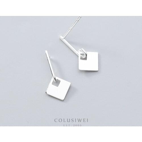 Colusiwei 925 Sterling Silver Drop Earrings for Women Simple Geometric Square Short Earrings Fashion Jewelry Moda 2020 NEW