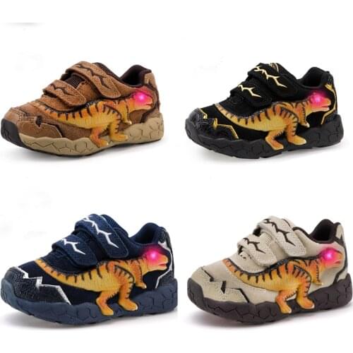 Dinoskulls Childrens Glowing Sneakers Boys Light Up Led Shoes 3D Dinosaur luminous Sneakers Kids Boys Running Sports Shoes