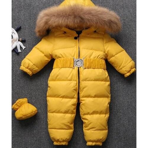 Baby Jumpsuit Down Jacket Newborn Baby Boys Toddler Girls Clothing White Duck Down 1-4 Years Thick Down Romper Winter Snowsuit