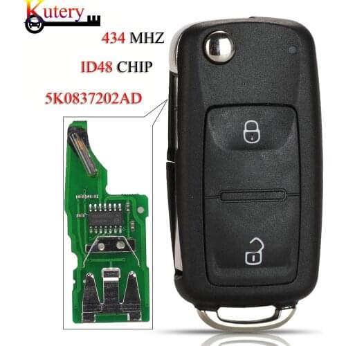 Kutery Remote Smart Car Key For VOLKSWAGEN VW Amarok Transporter 2011-2016 2Buttons 434MHZ ID48 Chip 5K0837202AD