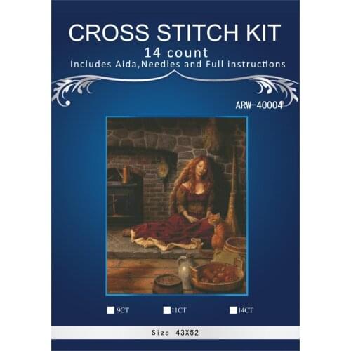 N43-60 Needlework Crafts Full Embroidery Quality Counted Cross Stitch Kit set Oil painting Woman and Cat in House