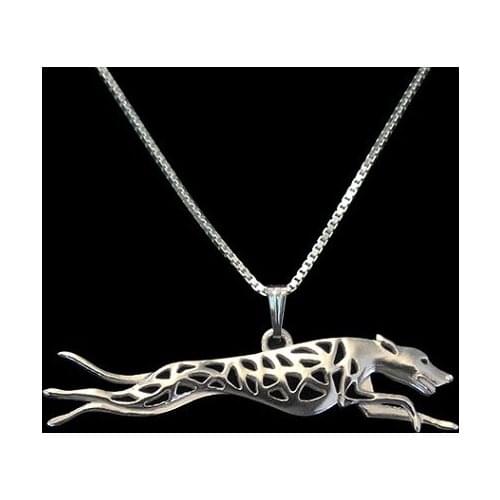 Whippet run pendant necklace women gold silver plated animal jewelry