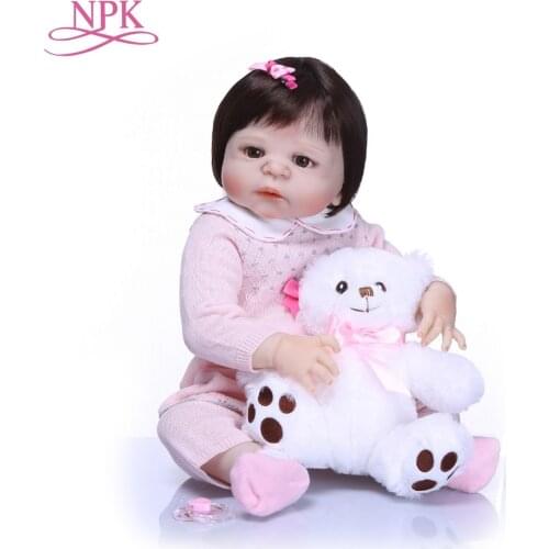 NPK 57cm Full Silicone Body Reborn Baby Doll Realistic Handmade Vinyl Newborn babies Doll Reborn Birthday Gift Girls Brinquedos