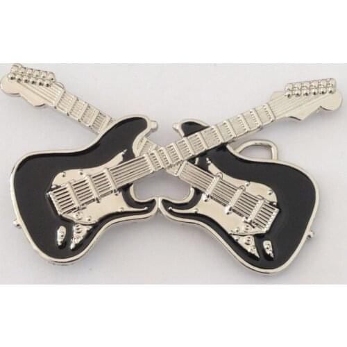 Guitar belt buckle with silver finish JF-BY112 suitable for 4cm wideth snap on belt with continous stock