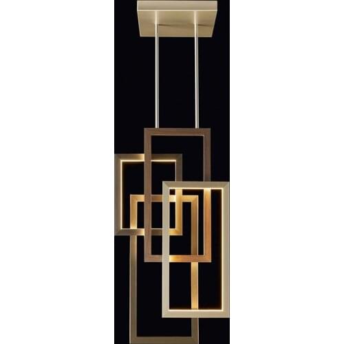 Nordic design sense new restaurant postmodern light luxury chandelier creative concept square decoration bar table golden light