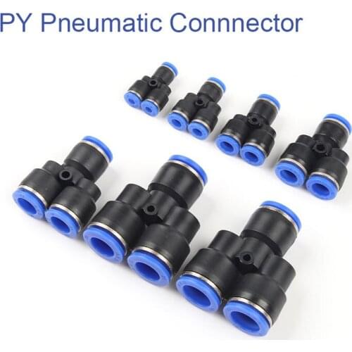 PY3 Way Y Shape Fittings Plastic Pneumatic Connector Push in Gas Plastic Pipe Fitting Connectors Quick Fittings Water Connecting