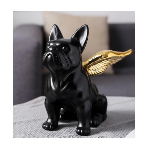 Animal statue Northern Europe creative black Bulldog cartoon ceramic simple modern living room porch decoration