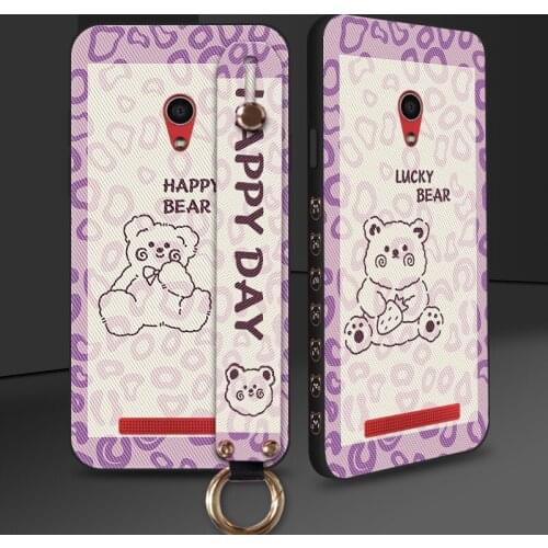 Side Print Bear Silicone Case For Asus Zenfone Max Pro M2 ZB631KL ZB633KL ZB602KL 5Z ZS620KL ZE620KL Wrist Strap Back Cover