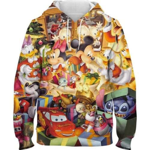 Disney Mickey Minnie Mouse Hoodies Men Women Children Fashion 3D Print Sweatshirts Cool Pullover Long Sleeve Boy Girl Kids Coat