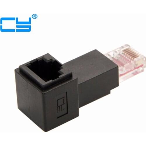 Down Angled 90 Degree 8P8C FTP STP UTP Cat 5e Male to Female Lan Ethernet Network Extension Adapter