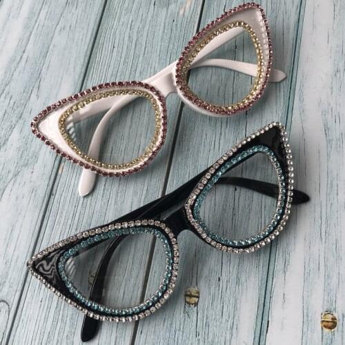 ZAOLIHU Sexy Cat Eye Shape Women Eyeglasses Clear Lens Female Sunglasses Diamond Handmade Sun Glasses UV400 Vintage Oculos de so