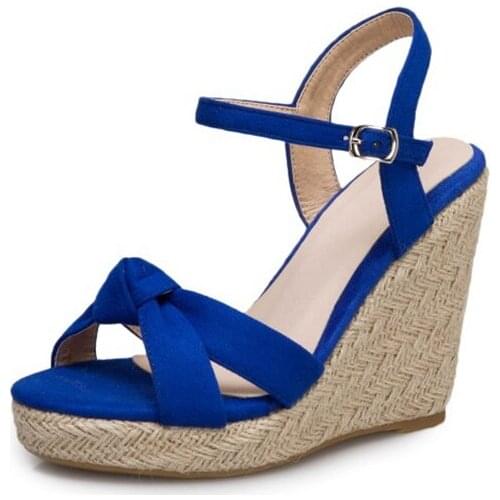 Sandalias mujer 2020 Women Wedge Plus size 34-46 Female Platform Bohemia High Heel Fashion Ankle Strap Open Toe Shoes 3047
