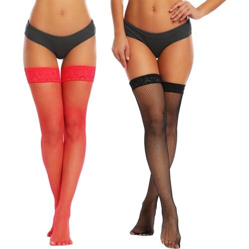 Joyaria Women Sexy Stockings Plus Size Patterned Tights Fishnet Thigh-High Stockings Over Knee Socks with Stay-Up Lace Pantyhose