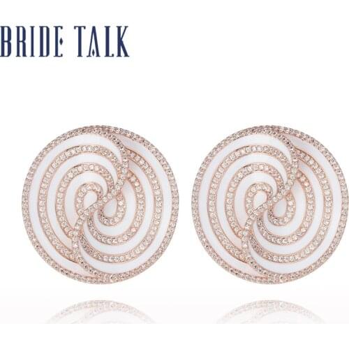 Bride Talk Lollipop Shape Sweet Style Clip Earring AAA Cz Zircon Silver Color Wedding Round Earring For Women Party Jewelry Gift