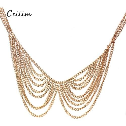 Collier Femme Trendy Gold Color False Collar Necklace Women Gothic Multilayered Big Statement Necklaces Pendants Jewelry Bijoux