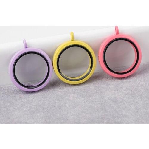1pc Good Quality Plain Colorful Glass Locket Magnetic Open Pendant