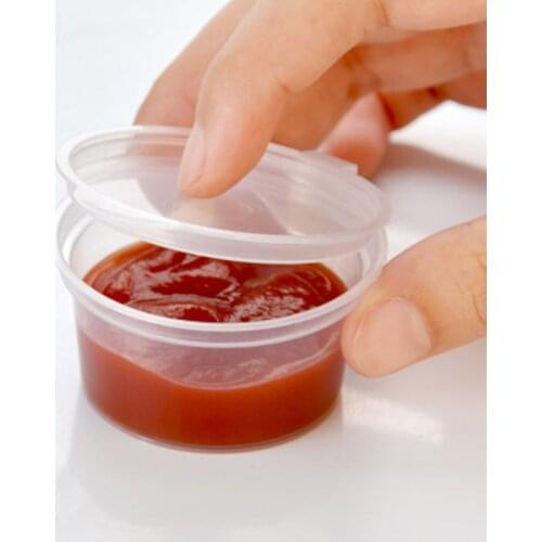 10pcs Kitchen Disposable Plastic Sauce Cup Pot Chutney Container With Lid Slime Storage Box Case 100ml