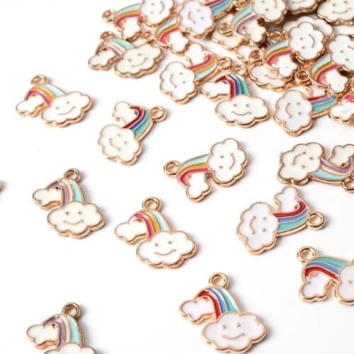 10Pcs Mixed Classic Cartoon Alloy Metal Drop Oil Pendant Rainbow Findings For DIY Jewelry Making Bracelet Necklace Accesories