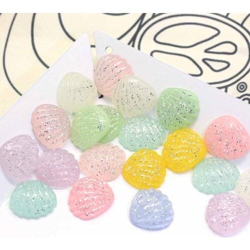 100/50pcs Mix Colors Sequin Shell Flatback Resin Cabochon Charms Pendant Jewelry Making Accessory Phone Decor