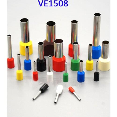 200PCS E1508 Blocks Pin Tube Insulated End Terminal Wire Copper Crimp Connector European Terminals VE7508