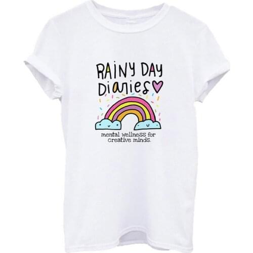 2021 T Shirt Women T-shirts Cute Rainy Day Diaries Graphic Printed Comfortable T Shirts Women Exquisite Design Trendy