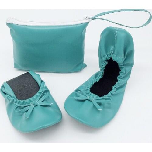 Free shipping ! Bulk cheap pearl foldable girls PU ballet flat shoes for sale